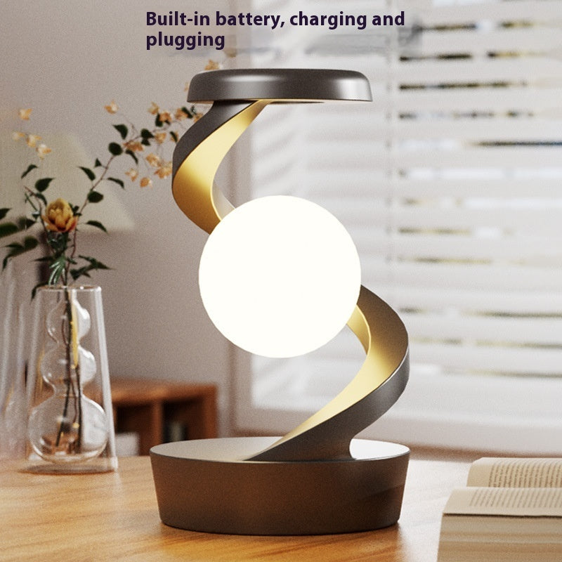 Designer-Mondlampe „Aura“ – Mit kabelloser Smartphone-Ladestation & 3D-Rotation