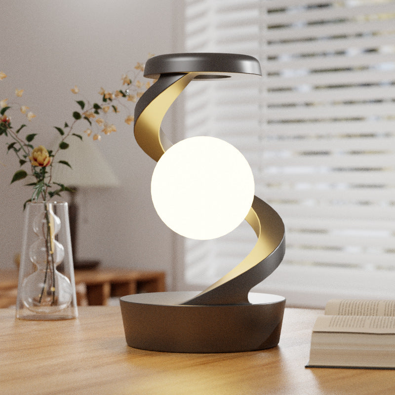 Designer-Mondlampe „Aura“ – Mit kabelloser Smartphone-Ladestation & 3D-Rotation