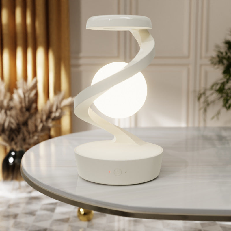 Designer-Mondlampe „Aura“ – Mit kabelloser Smartphone-Ladestation & 3D-Rotation