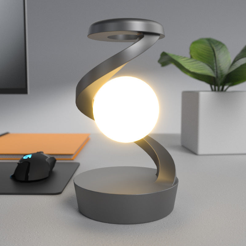 Designer-Mondlampe „Aura“ – Mit kabelloser Smartphone-Ladestation & 3D-Rotation