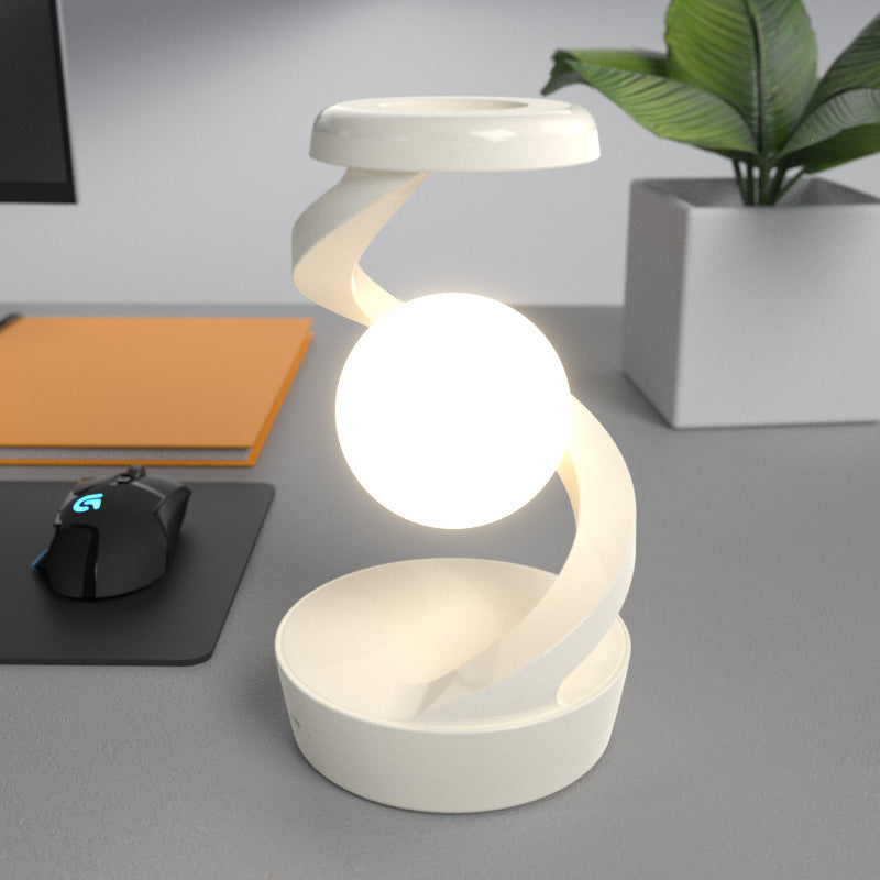 Designer-Mondlampe „Aura“ – Mit kabelloser Smartphone-Ladestation & 3D-Rotation